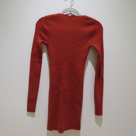 FOR LOVE & LEMONS KNITZ Annie Zipper Mini Dress in Ochre Bodycon Ribbed Size XS - Picture 9 of 14